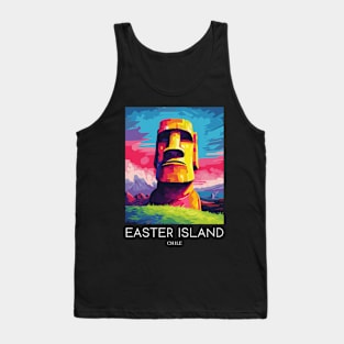 A Pop Art Travel Print of Easter Island - Chile Tank Top